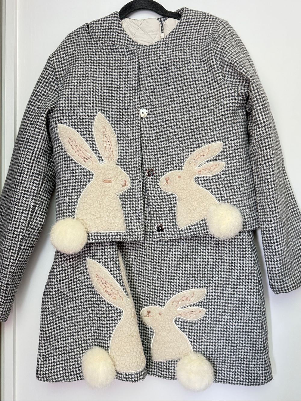 Lola + The Boys Girls Gingham Bunny Appliqué Jacket & Dress Set. Size 10/12.